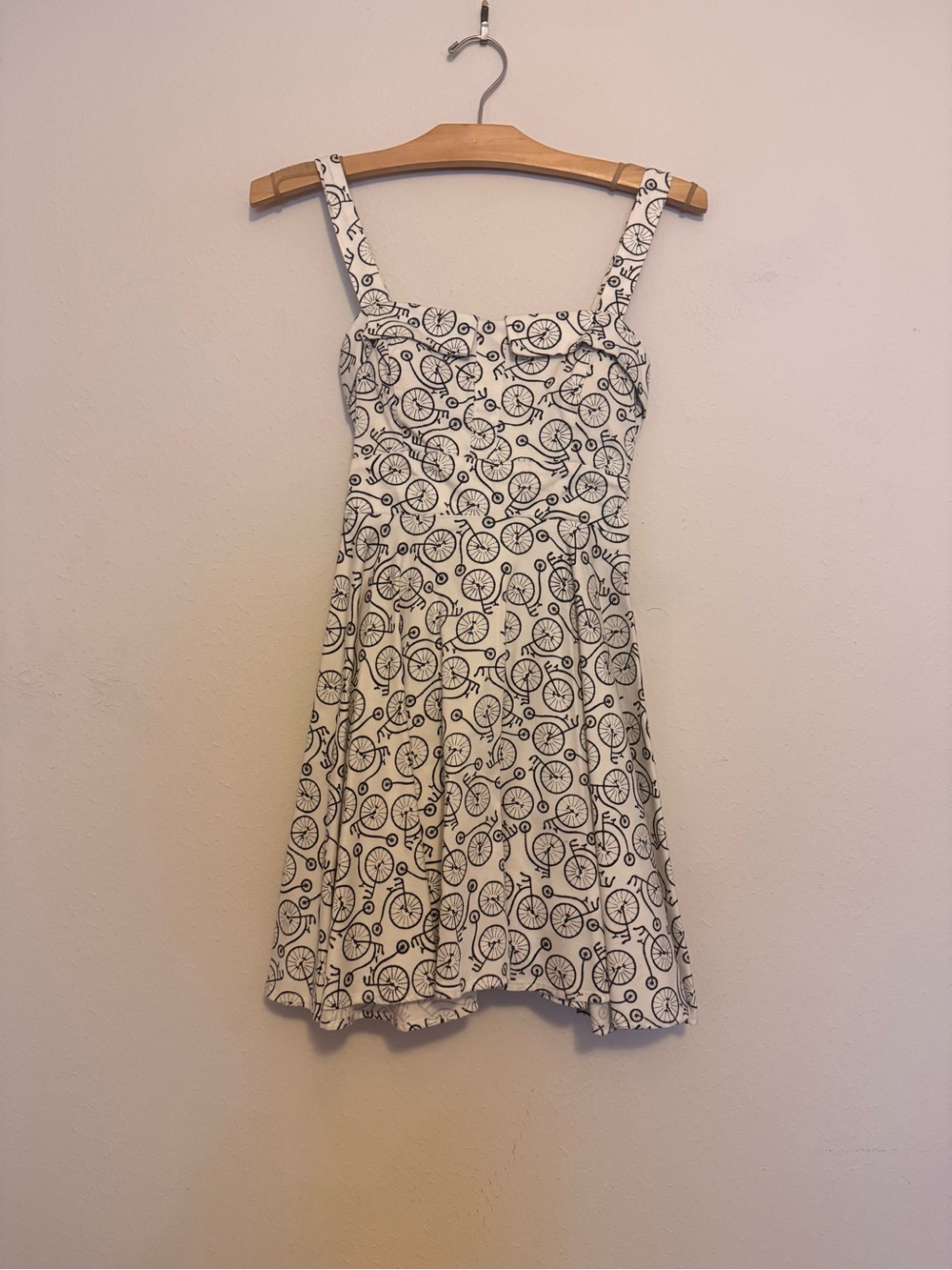 Xhilaration Cream Dress with Black Bicycle Print and Pink Label